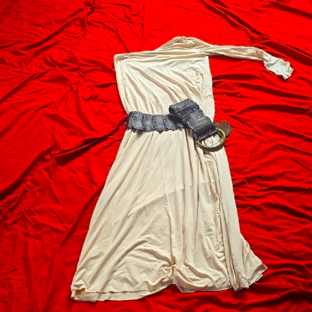 Rachel Palley One Shoulder Cream Dress "Belt Not Included"